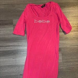 Bebe Vibrant Pink Scoop Neck Dress